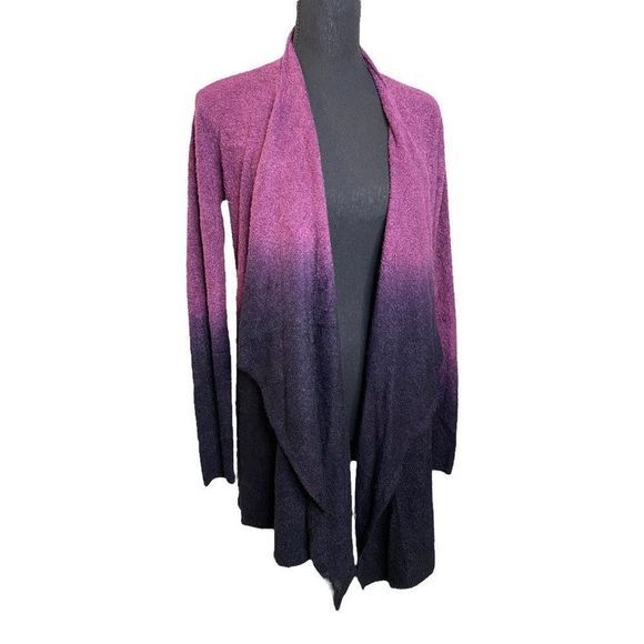 Barefoot Dreams cozy chic lite purple‎ ombré cardigan sweater S/M - Picture 5 of 11